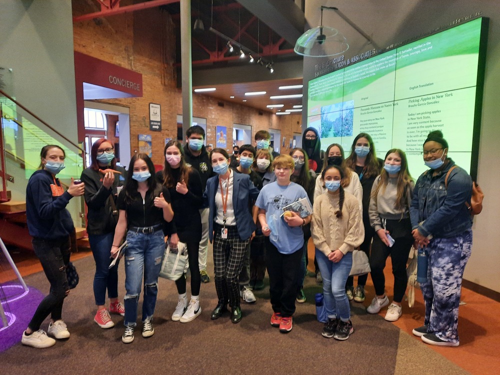 ​Members of the high school Spanish club and students in Mrs. Kara George’s Spanish classes enjoyed an afternoon at the theater earlier this month, traveling to Rochester to take in “Somewhere Over the Border” at Geva Theater. 