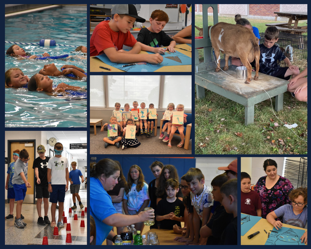 A collage of pictures showing Attica students participating in a range of activities during the district’s Summer Learning Camp in 2022. 