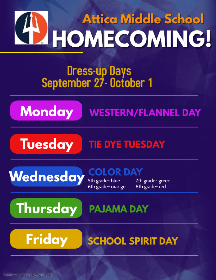 Dress-up days for Homecoming week!