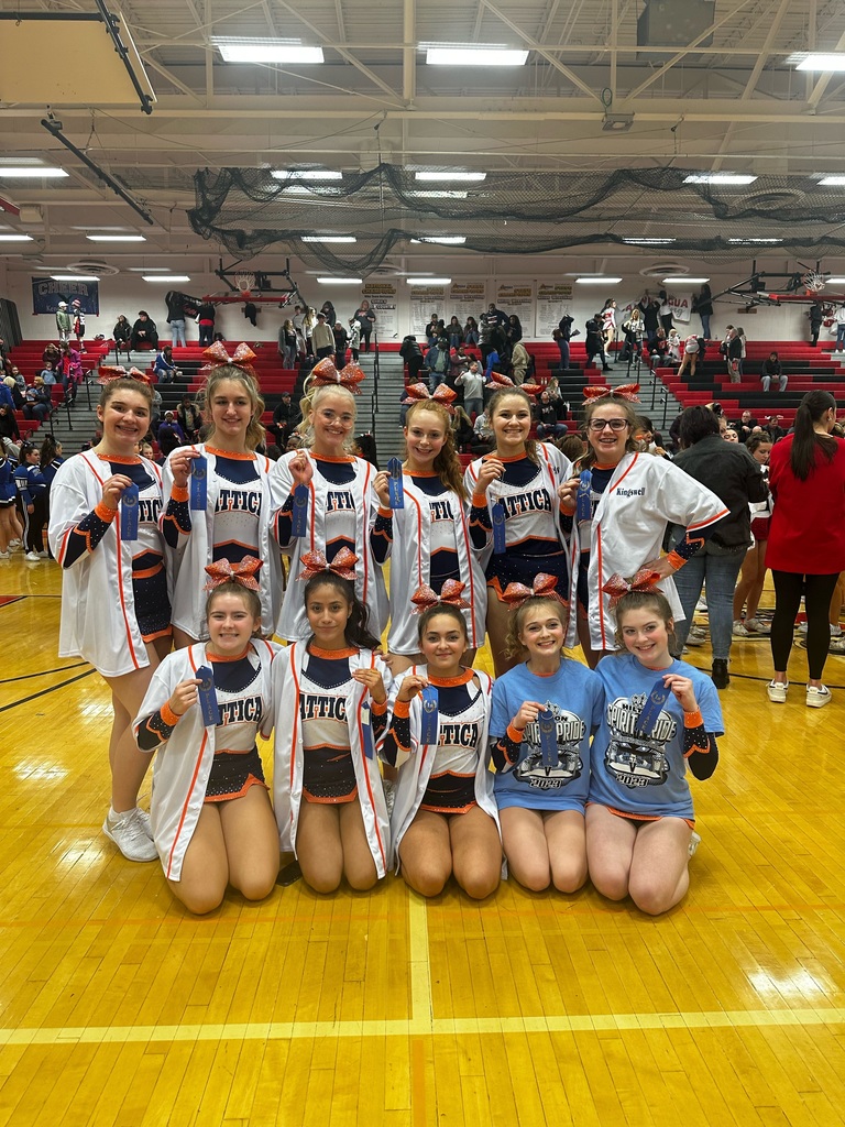 Attica’s Winter Competitive Cheerleading team is pictured shortly after winning the Hilton Pride & Spirit Invitational. 