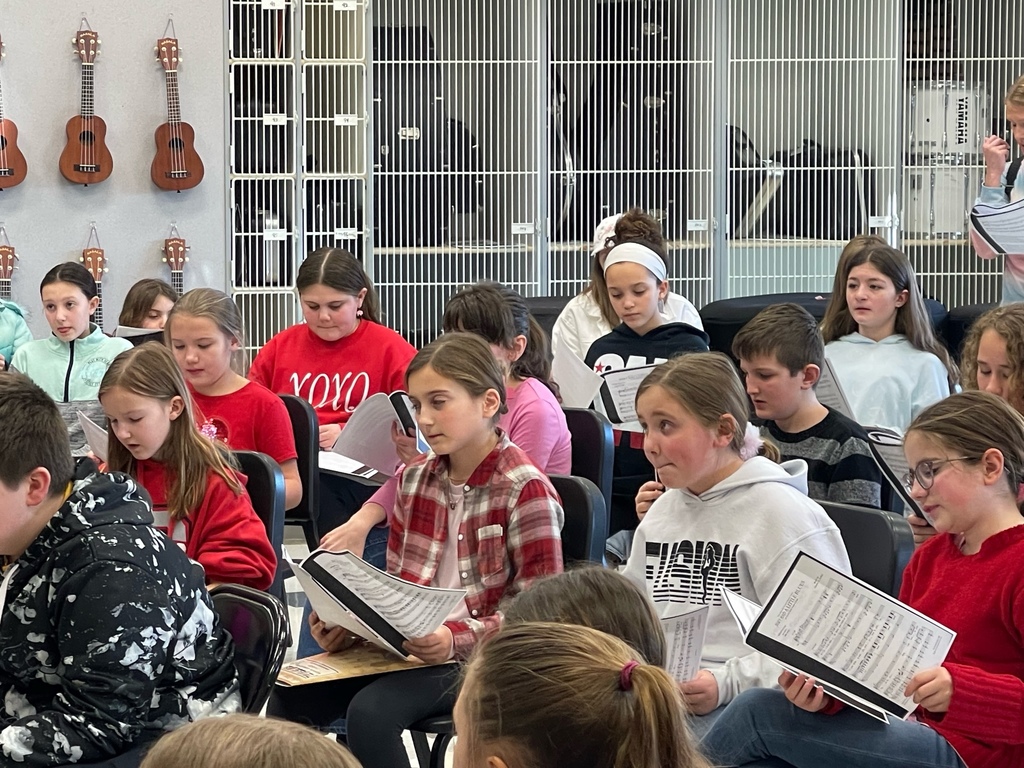 Fifth and sixth graders selected for All-County Elementary Chorus are pictured during a recent rehearsal. 
