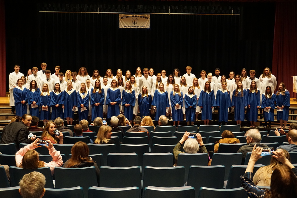 Members of Attica’s National Honor Society are pictured during a March 15 induction ceremony in the Performing Arts Center.