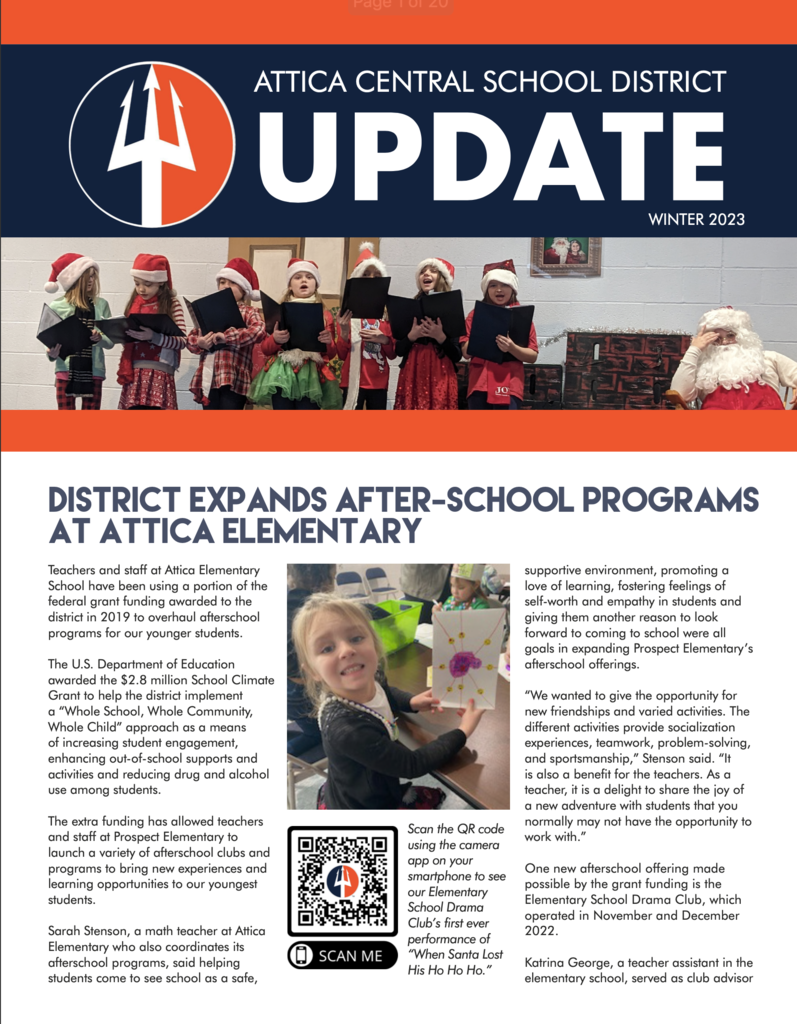 The cover page of Attica's Winter 2023 Newsletter.