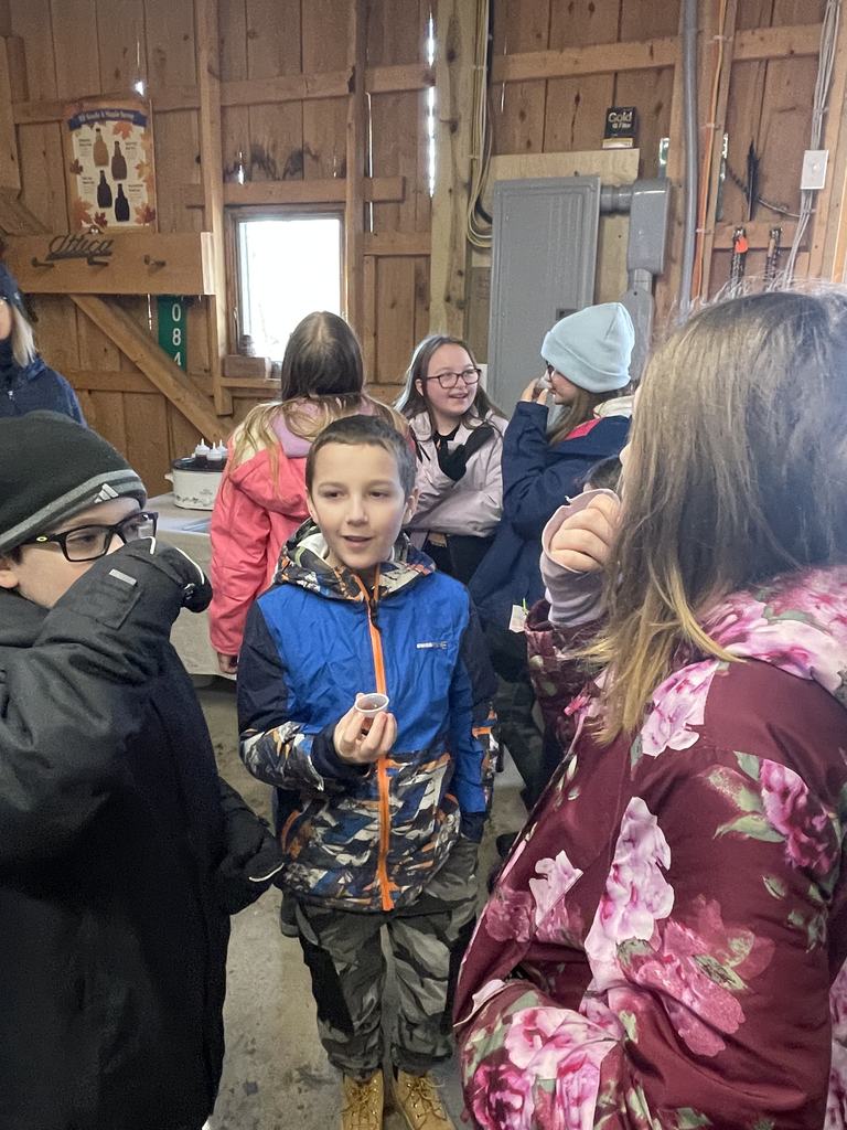 Fourth graders are pictured Thursday during their field trip to A&A Maple in Attica.