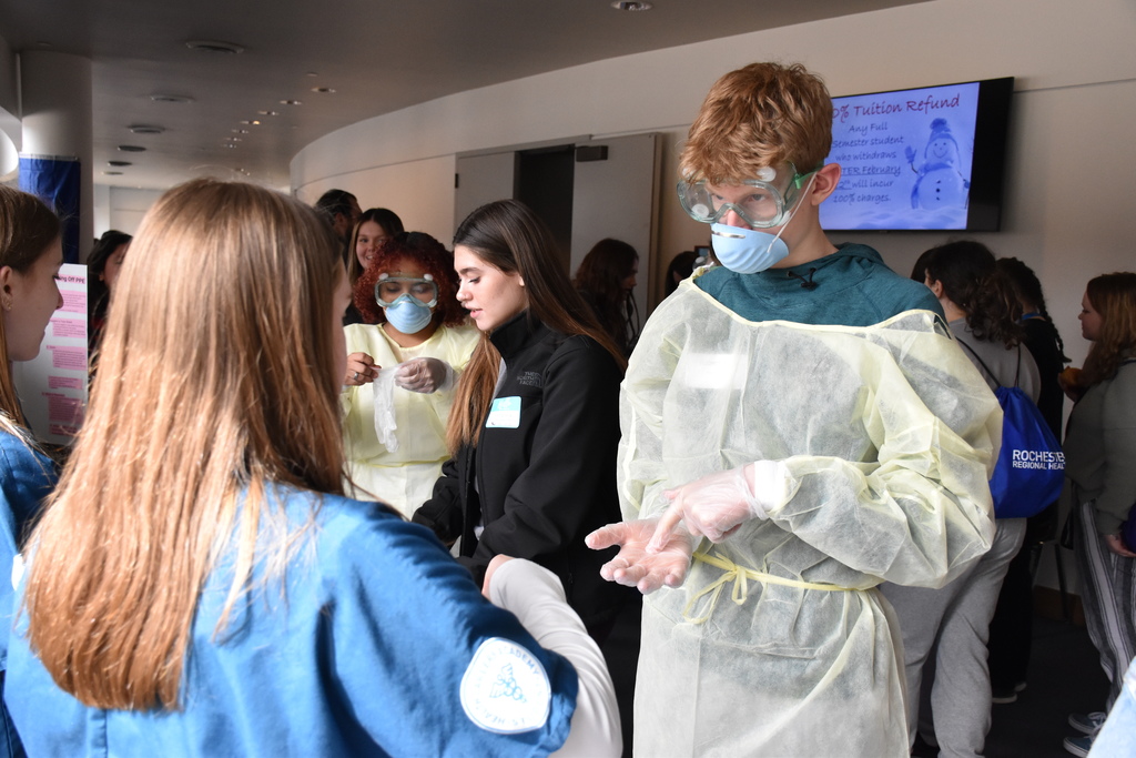 Attica students are pictured at the GLOW With Your Hands Healthcare event Friday at Genesee Community College.