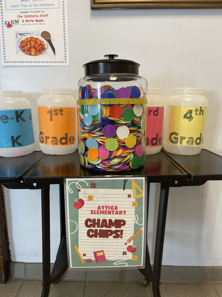 Students’ filled Champ Chips Jar.