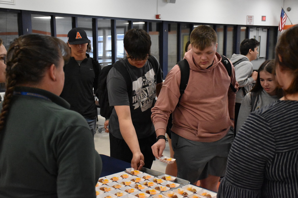 Students are pictured Friday during the Merle Maple taste testing.