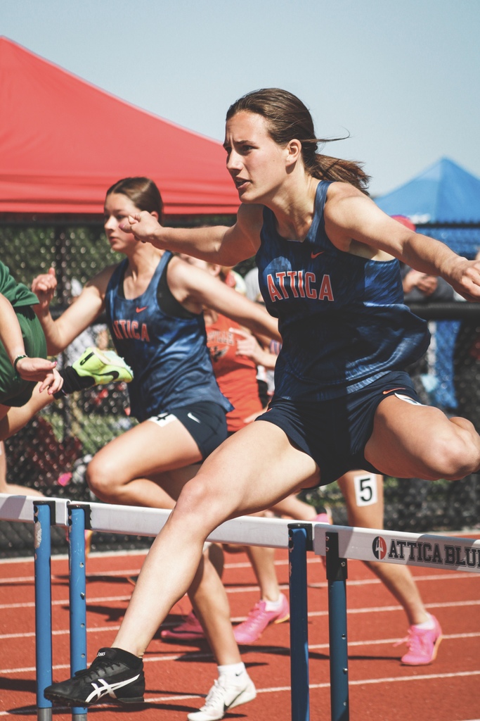 Attica track and field athletes are pictured competing at the Section V Class B2 Championships Saturday.