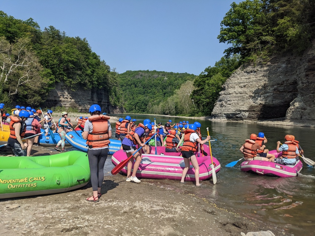 Seniors are pictured rafting on the Genesee River during their senior picnic at Letchworth State Park Wednesday. 