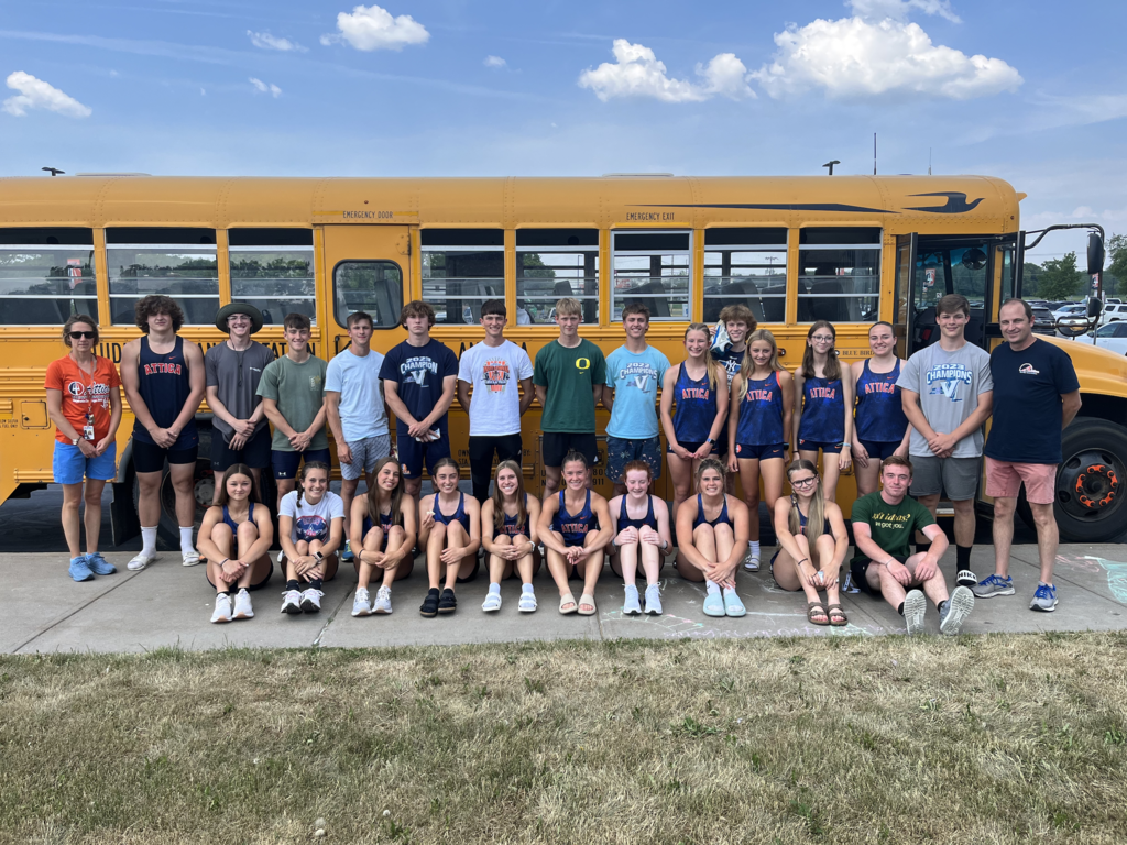 Track and field athletes are pictured before heading out to VanDetta Stadium in Batavia for the Section V State Qualifiers.